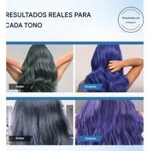 El matizador azul es un producto capilar, usualmente en formato de champú o mascarilla, que utiliza pigmentos azules para neutralizar y eliminar los tonos anaranjados/cobrizos no deseados en cabellos rubios oscuros, castaños claros o con mechas - Tamaño de viaje - Ver 4