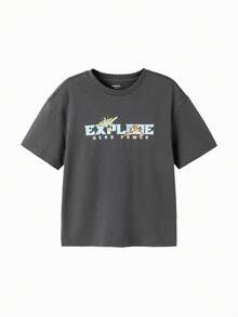 Balabala Top holgado y cómodo para niños con estampado de exploración espacial - gris oscuro - Ver 1