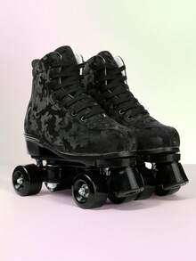 Gets Men's And Women's Skates High Top Shoes Classic Double Skates Quad Skates Neutral Skates - Camouflage Black Wheel - View 3