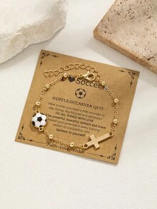 1 szt. Modna minimalistyczna bransoletka o tematyce sportowej, odpowiednia dla fanów piłki nożnej, koszykówki, siatkówki i tenisa, prezent dla miłośników sportu unisex na urodziny i święta - Wielokolorowe - Zobacz 2