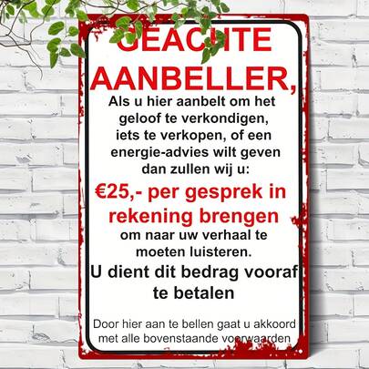 2D Flat, 1pc Vintage Dutch Funny Quote Metal Wall Decor - 8"X12" (20x30cm) Farmhouse Sign With Dutch Text "Eat Quietly, Pay Dearly - If You Speak Loudly, The Fee Is Higher" - Heavy Duty Iron Indoor/Outdoor Decoration For Home, Office, Bar - No Electricity Needed, Perfect Gift For Dutch Enthusiasts And Humor Lovers (Dutch Themed Gift) - Includes Easy Installation Hardware, 2D Flat