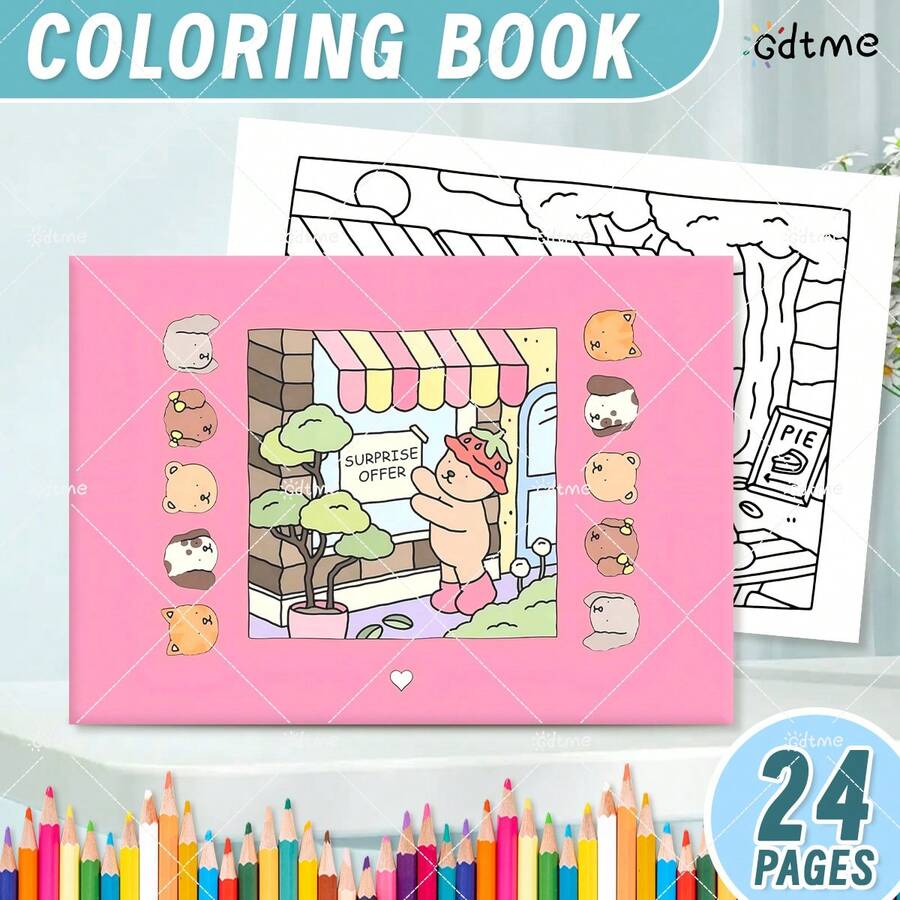 GDTME 成人及儿童简约大胆图案涂色书，可爱绘画书，复活节、斋月、情人节、圣诞节派对、万圣节和生日的完美礼物 - 放松涂色空间 - cute - 查看 1