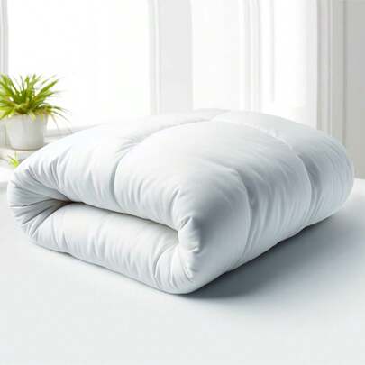 Quilted White All-Season Hypoallergenic Microfiber Comforter - Machine Washable