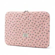 Puffy Laptop Sleeve 13-15.6 Inch Cute Quilted Laptop Protective Case Padded Floral Computer Sleeve For MacBook (A-Dark Pink, 13 Inch) - A-深粉紅色 - 查看 9