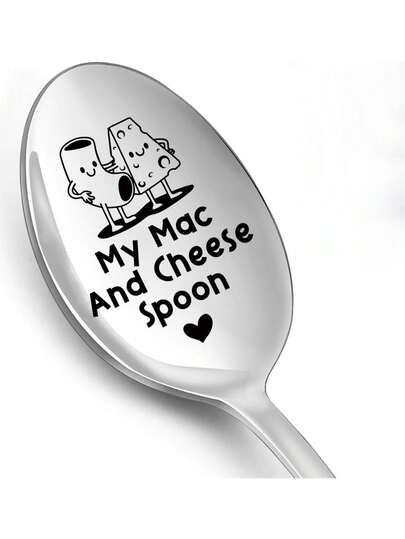 1pc Dessert Spoons - Engraved Spoons, Fun Wedding Anniversary Gifts, Cute Italian Gelato Designs, Can Also Be Used For Tea And Coffee, A Holiday Gift For Parents.