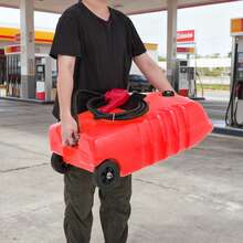 Tanque de Combustible Portátil de 57L con Bomba de Transferencia y Manguera de 3m, Depósito de Gasolina con Ruedas para Cortacésped, Embarcaciones y Uso Agrícola - Cinta roja - Ver 2