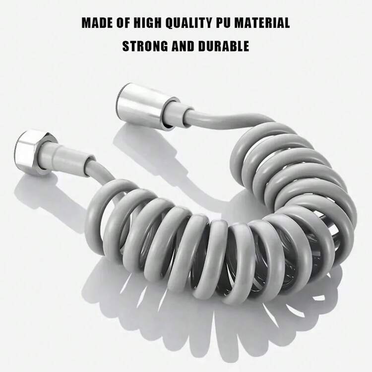 1pc Gray Telephone Line Style Spring Shower Hose, 2M/3M/5M 3 Sizes Optional, G1/2 Internal Thread, Flexible Anti-Twist Stretchable Leakproof Telescopic Bidet Hose, For Bathroom Shower/Toilet Bidet Sprayer/Water Plumbing - Multicolor - View 6
