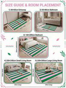 1件装醒目条纹图案地毯，引人注目的文字图案区域地毯，适用于客厅和卧室 - A - 查看 5