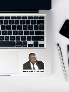 "WHY ARE YOU GAE" Funny Meme Sticker - Viral Internet Culture Decal, Sarcastic Quote Graphic For Laptop, Kindle & Phone Case, Waterproof Vinyl - Multicolor - View 5
