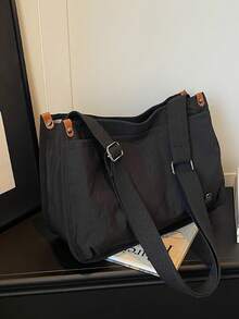 Lightweight And Casual Large Capacity Nylon Bag, New Fashionable And Versatile Shoulder Bag, Simple Sports Crossbody Bag - Black - View 8