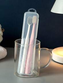 Transparent Toothbrush & Toothpaste Storage Box With Buckle Design And Drainage Function, Convenient For Travel, Desktop Storage Box, Jewelry Box, Dust-Proof Travel Storage Box, Flip-Top Design For Easy Access And Organization, Makeup Brush Holder, Toothbrush Holder, Suitable For Lipstick, Makeup Brushes, Etc. - Multicolor - View 4