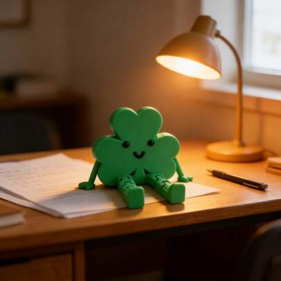 Irish Blessing Mini Shamrock Sculpture | Lucky Clover Decor, Celtic Style Lucky Desktop Ornament, Ideal Gift And Office Desk Decoration, Plastic Material, Classic Design, Suitable For Various Rooms