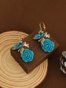 Glamine 1 Pair Delicate Floral Design Earrings, Sweet & Elegant Korean Style (Random Color Gradient) - Multicolor - View 7
