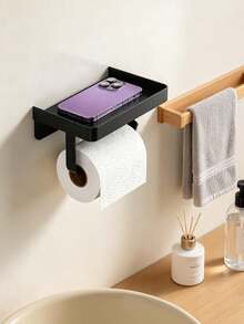 Gun Grey Wall-Mounted Toilet Paper Drawer Rack, Bathroom Hole-Free Toilet Paper Box, Tissue Storage Rack - Multicolor - View 8