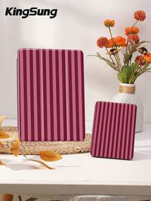 Kingsung Funda protectora de tableta a rayas de color vino tinto, compatible con iPad 9.7/10.2/10.5/10.9/12.9/Pro 11, Galaxy Tab S6 Lite 10.4", Kindle Paperwhite 12th Gen 2024, Kindle (11th Generation) 2022, suave y a prueba de golpes, con soporte inteligente/activación/suspensión automática - Multicolor - Ver 8