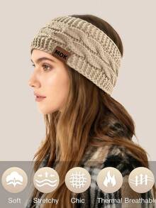 1/2pcs European & American Style Women Winter Knitted Headband With Plush Lining, Crochet Ear Warmer Thick Warm Headwrap With Criss-Cross Pattern, Suitable For Cold Weather - Multicolor - View 7