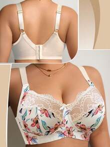 Plus Size Women Fashion Wireless Padded Bra - Apricot - View 7