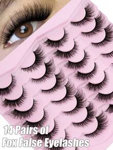Natural Eyelashes, Cat Eye Lashes, 3D Mink Effect False Eyelashes, Fluffy Soft Thick Curly, Reusable Durable, Suitable For Daily Wear, Parties, Weddings, Dates And Other Occasions - fox eye lashes - View 3