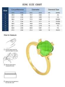 Charm-In Nhẫn nữ mạ vàng đính đá Zirconia màu xanh lá cây hình đệm, kiểu dáng cá tính và thanh lịch, thích hợp đeo hàng ngày, là món quà lý tưởng dành cho phái nữ vào dịp sinh nhật, kỷ niệm và các sự kiện mùa xuân. - Vàng - Xem 4