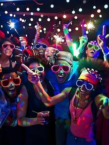 12副LED闪光眼镜,多色渐变发光眼镜,霓虹嘉年华LED发光眼镜,3种灯光模式闪光派对眼镜,适用于节日、生日、复活节派对、荧光派对用品、派对礼品、生日派对礼物(颜色随机) - 彩色 - 查看 5