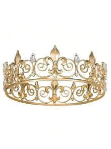2pcs King And Queen Crown Set, Unisex, Suitable For Wedding, Graduation, Birthday, Valentine's Day Party And Other Occasions - Gold - View 9
