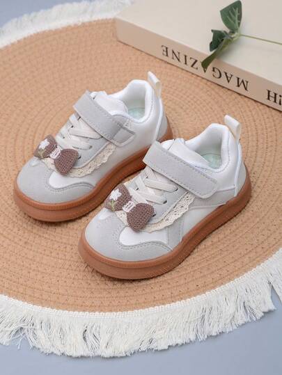 New Versatile Fashion Skate Shoes, Soft Comfortable College Style Shoes, Casual Sneakers With Bow Decor For Baby Girls