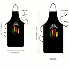 1PC Creative Funny Food Print Apron Crab Meat Dim Sum Pattern Kitchen Apron Black Background Humorous Text Apron Restaurant Home Cooking Apron - C - View 2