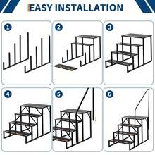 Escaleras de 4 escalones para caravana con pasamanos, portátiles para caravanas y jacuzzis, para exteriores con peldaños antideslizantes y estructura con recubrimiento en polvo. - A - Ver 5