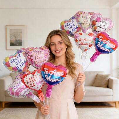30/60个10英寸随机心形“母亲节快乐”气球，西班牙语“我爱你，妈妈”气球，适用于母亲节生日派对装饰，送给妈妈的礼物