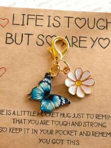 Inspirational Quote Butterfly Keychain Pendant, Party Favor Gift Suitable For All, Birthday, Valentine's Day, New Year, Souvenir, No Electricity Required - Multicolor - View 5