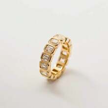1pc Gold Tone Baguette CZ Paved Chain Link Eternity Band Ring Daily Party Jewelry - Women's Ring - View 12