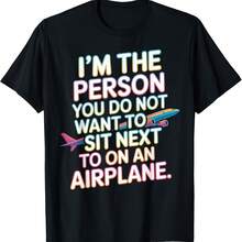 Camiseta divertida y embarazosa con humor de aeropuerto para vacaciones - Negro - Ver 1