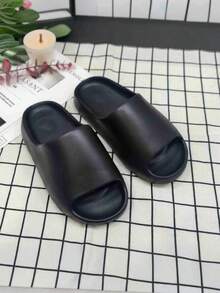 Bebealy 男女通用拖鞋和男士 EVA 舒适超柔软速干浴室云朵拖鞋，夏季凉鞋，成人情侣款，小一码，浴室拖鞋 - 黑色 - 查看 9