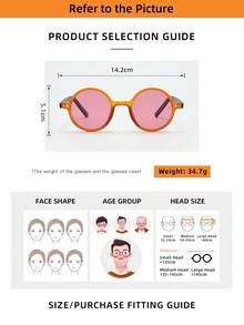 1 件女士复古圆框 PC 材质超轻薄学院风高品质时尚眼镜，适合旅行、休闲、日常佩戴、装饰眼镜 - 橘子框紅片 - 查看 2