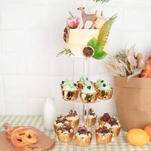 1个亚克力蛋糕架，纸杯蛋糕展示架，甜点展示架，亚克力托盘，适用于婚礼、生日、派对蛋糕桌 - 彩色 - 查看 4