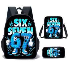 3pcs/Set Creative Pattern Student Backpack 15", Lightweight Outdoor Casual Backpack, Unisex, 3pcs Set Includes Backpack, Messenger Bag And Pencil Case - 16-inch Three-piece Set - View 8