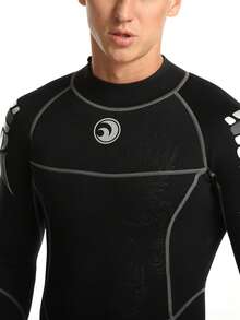 HISEA 3毫米氯丁橡胶潜水服，男女通用保暖潜水服；男士后拉链冲浪潜水服；女士保暖连体泳衣（黑色） - 黑色 - 查看 5