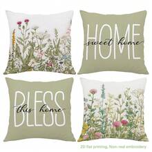 MEMNUN 4 件套复古花卉绿植“家,甜蜜的家,祝福这个家”印花抱枕套(不含枕芯),采用桃皮绒面料,单面印花,尺寸分别为 17.7*17.7 英寸(45*45 厘米)/ 19.69*19.69 英寸(50*50 厘米)/ 15.75*15.75 英寸(40*40 厘米),家居装饰抱枕套,卧室装饰枕套,礼品 - 彩色 - 查看 15
