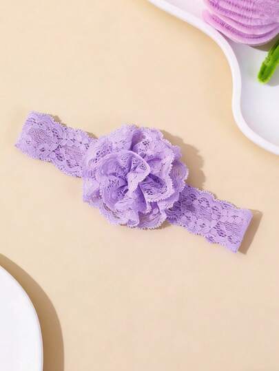 1pc Spring/Summer New Lace Trim Baby Headband, 3D Lace Flower Infant Headwear, Cute & Sweet Baby Hair Accessory, Suitable For Daily Wear, Photography, Outdoor Activities And Parties