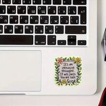 1/3/5 片装花叶图案锯齿边缘贴纸，适用于水瓶和笔记本电脑，趣味可爱乙烯基贴纸，一次性使用，光面 - A - 查看 2