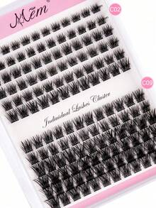 MEM 384/144pcs Individual Lashes Eyelash Book Clusters Extensions False Eyelash DIY At Home Cluster Eyelash Extensions Makeup, Suitable For Various Occasions Including Travel, Daily Wear (Suitable For Beginners), Weddings, Dates, Parties, Holidays, Especially Suitable As A Gift - 黑色 - 查看 8