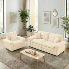 Sofa Bed Set - Beige + Upholstered + 3 Seat - View 12