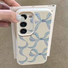 1个TPU材质清新简约蓝色蝴蝶结设计时尚手机壳，适用于三星/A05s/A12/A13/A14/4G/A15/A21s/A23/A25/A32/5G/A34/A35/A50s/A51/A52/A53/A54/A55/A71/A72/A73/S10/S20FE/S20Ultra/S21Ultra/S22/S22Plus/S23/S24、/10C/12C/Note10/11/12/13/ProPlus/Note8/9Pro等型号，全包防摔软壳手机保护套 - 白色 - 查看 4