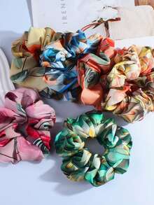 3pcs/Set Tropical Plant 3D Print Hair Scrunchies, French Bougainvillea Floral Hair Ties, Ponytail Holders - Multicolor - View 1