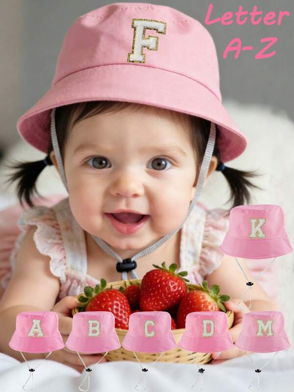 1 PC Baby Toddlers Children Bucket Cap A-Z Letter Fishman Hat Girls Sun Hat Adjustment Outdoor Casual Sunshade Cap
