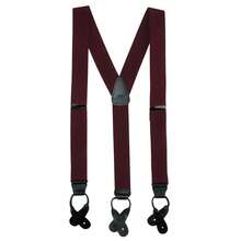 CTM Men's Elastic Button End Dress Suspenders With Silver Hardware, Available In Black, Burgundy, Grey, Hunter Green, Khaki, Light Blue, Navy, Red, White,  One Size Elastic Button-End Suspenders - Màu Đỏ Sâu - Xem 1