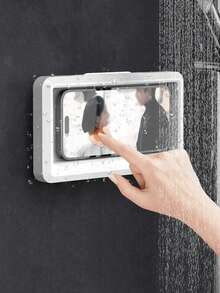 1pc, 360-Degree Rotatable Waterproof ABS Shower Phone Holder, Anti-Fog Transparent Bracket, Suitable For Bathrooms And Toilets, Compatible With Plastic Shower Curtains - Multicolor - View 10