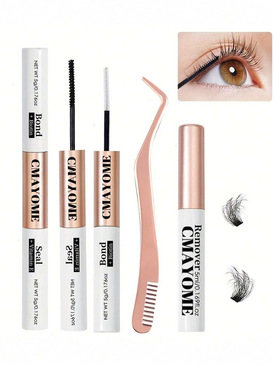 Eyelash Glue Sealing Kit, Including 2-In-1 Glue & Remover, Applicator Tweezers, Easy DIY Eyelash Extension - Lime Green - View 1