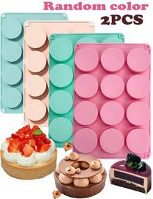 2-Piece Pink And Green Silicone Cake Baking Mold Set - 12-Hole Mold For Halloween, Christmas, Birthday Desserts, Cakes, Chocolates And DIY Crafts - 粉紅色和綠色 - 查看 1