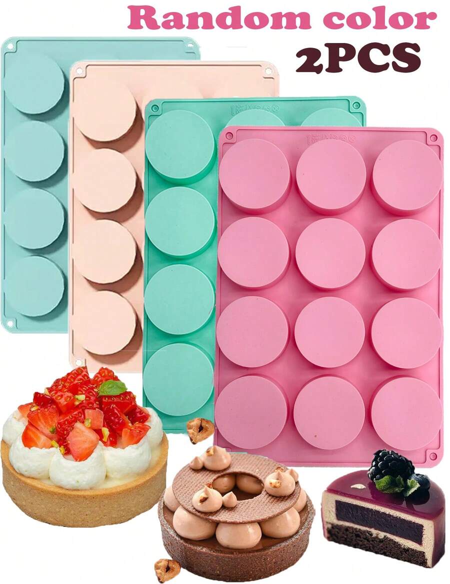 2-Piece Pink And Green Silicone Cake Baking Mold Set - 12-Hole Mold For Halloween, Christmas, Birthday Desserts, Cakes, Chocolates And DIY Crafts - 粉紅色和綠色 - 查看 1